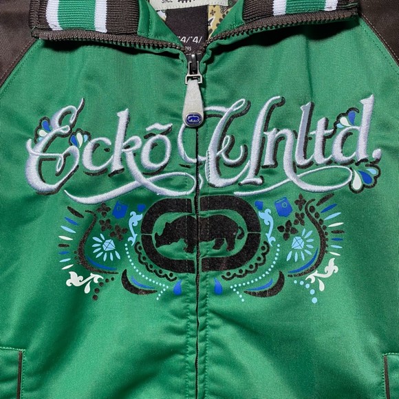 ECKO UNLTD by Mark Ecko Embroidered & Printed Green/Brown Kids Jacket Sz 4 - Picture 4 of 8